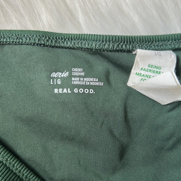 Aerie Jacquard Cheeky Bikini Bottoms Green Size Large - Picture 6 of 7